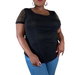 Black Top with Gold Studded Shoulders